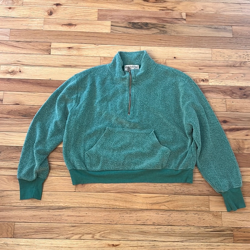 Wild fox women’s cropped green sweatshirt in small